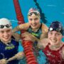 Stärkste Schwimmerinnen beim WVP-WK im Papenburger Hallenbad mit v.l. die Dalumerinnen Sofie und Marie Guegelmeyer sowie WVP-Rücken-AS Alina Wagner
